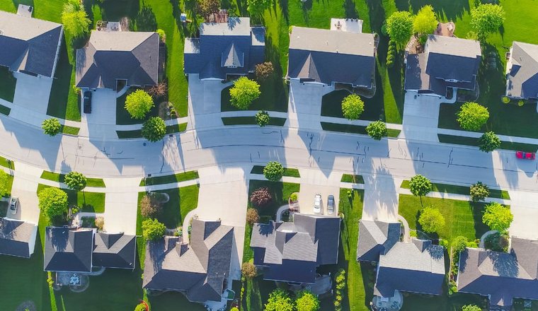 Aerial view of a Central Indiana neighborhood